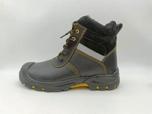 Quality Slip Resistant Winter Insulated Work Boots Brown Leather Steel Toe Shoes For Men wholesale