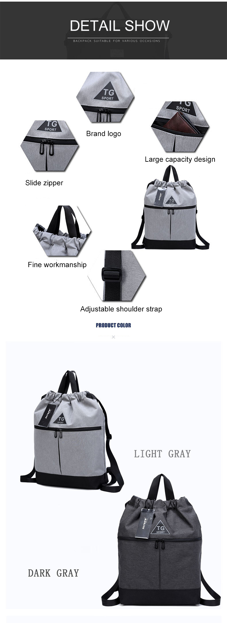 Oxford 20L Waterproof Travel Bags Portable Gym Bag 42*13*37cm