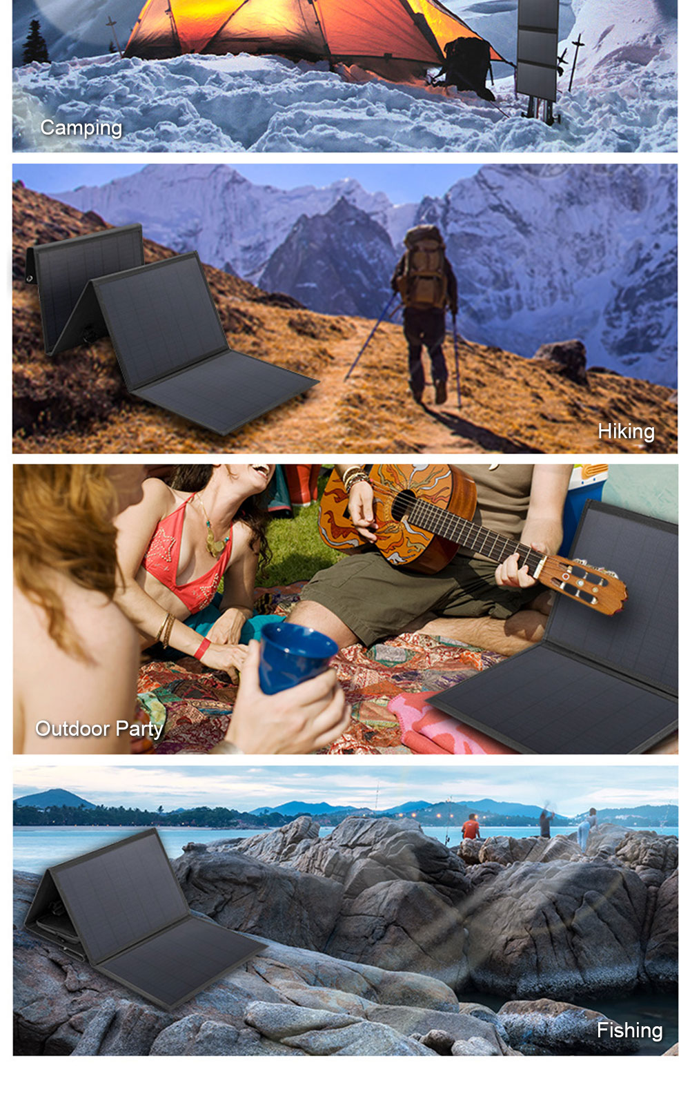 Portable Foldable Solar Panel 12V - 18V 30W - 200W Outdoor Solar Panel