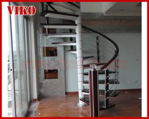 Quality Spiral StaircaseVH16S Tread Beech 304 Stainless Steel Spiral Stainless Steel Stair Handrail Railing Glass wholesale