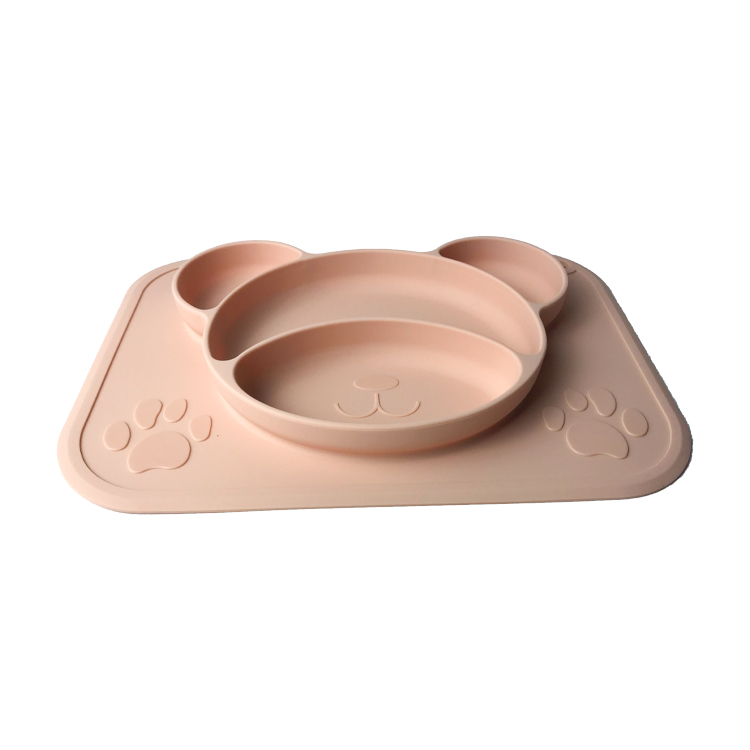 Customized Bear Shape Silicone Feeding Set Baby Plates Bpa Free