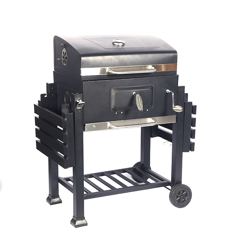 Easily Assembled Charcoal BBQ Grill with Side Table and 27.5*42.5cm*2pcs Cooking Grid