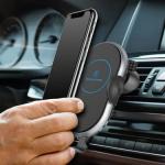 Black Car Phone Holder Wireless Charger , Wireless Phone Charger For Car