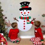 Wall Hanging Felt Christmas Snowman With Detachable Ornaments Xmas Gifts