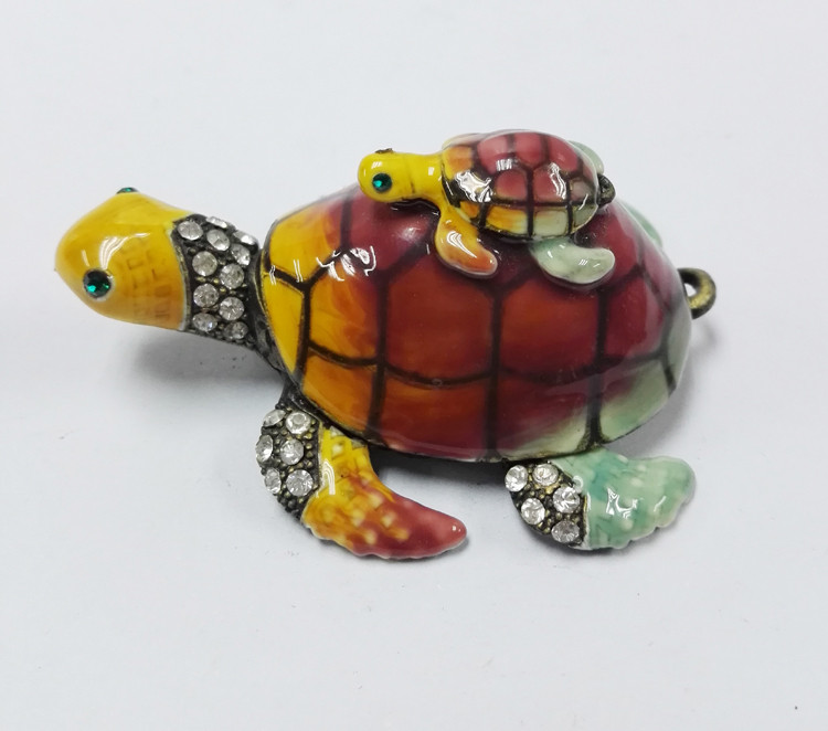 Mum & Baby Turtle metal trinket box turtle treasure box metal jewelry box