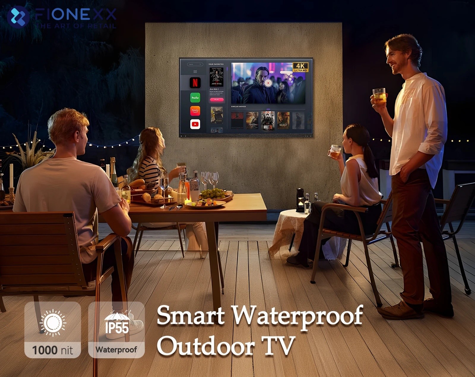 LED Display Technology Full Sun IP55 IP65 Waterproof QLED TV 2000nit 3500nits 4k Television HD All Metal Housing Outdoor TV
