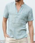 Oem Apparel Men Short Sleeve Shirts Linen Button Down Beach Casual Summer Shirts