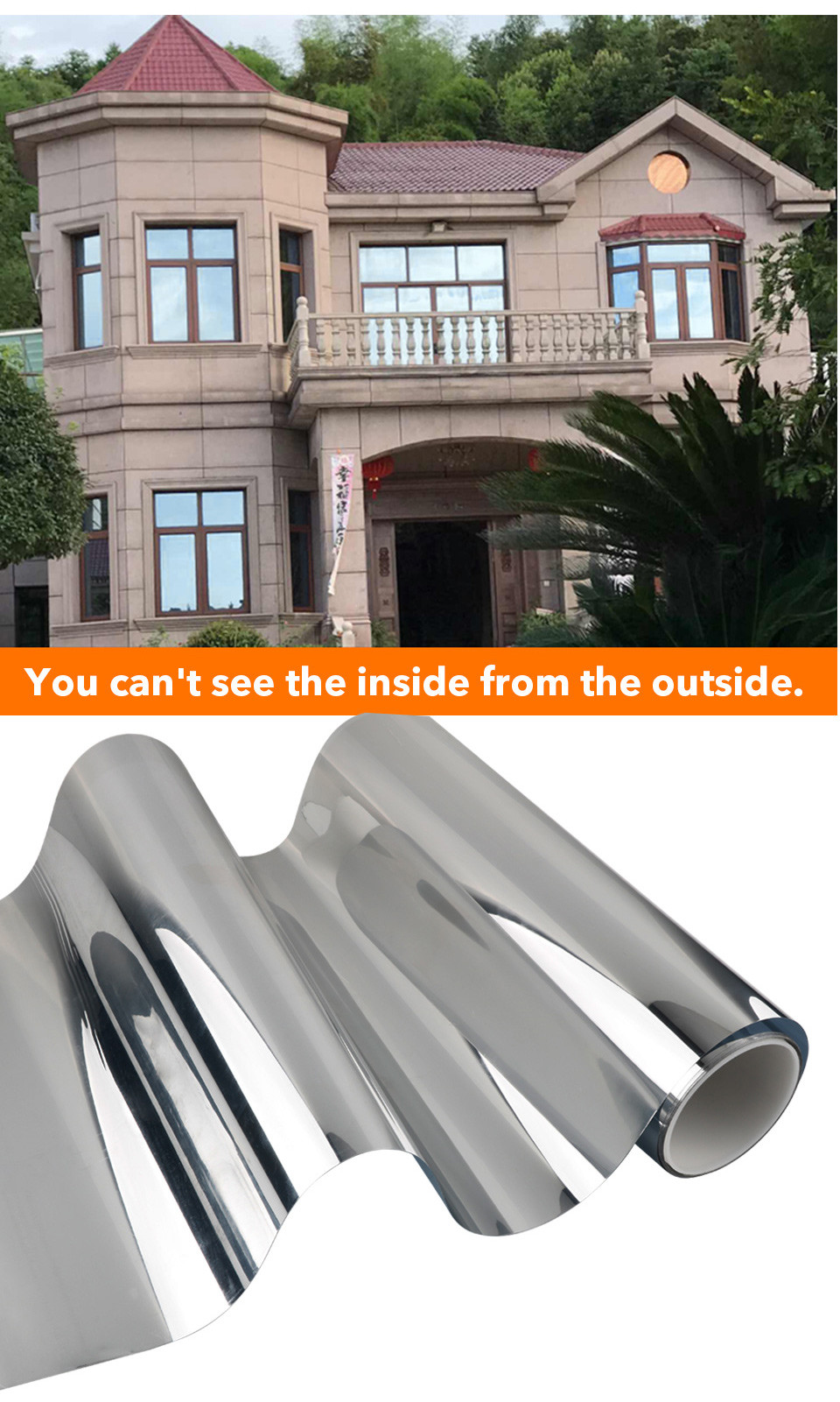 Self Adhesive Building Glass Film Residential Window Tinting Building Window Insulation Solar Film One Way Black Tint