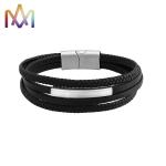 Hypoallergenic 65MM Engraved Mens Leather Bracelets