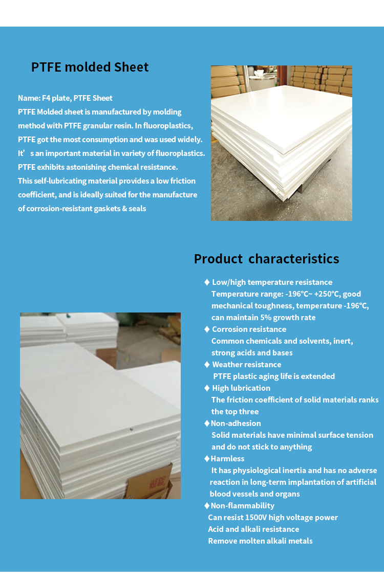 New Material Expanded Ptfe Sheet Heat Resistant PTFE Plastic Gasket Sheet 1-200mm