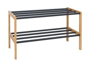 Quality 2 Layer 37cm Height 62cm Length Natural And Black Shoe Shelf wholesale