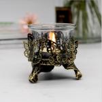 Antique Brush Gold metal hollow Candle holder with butterfly /rose design and