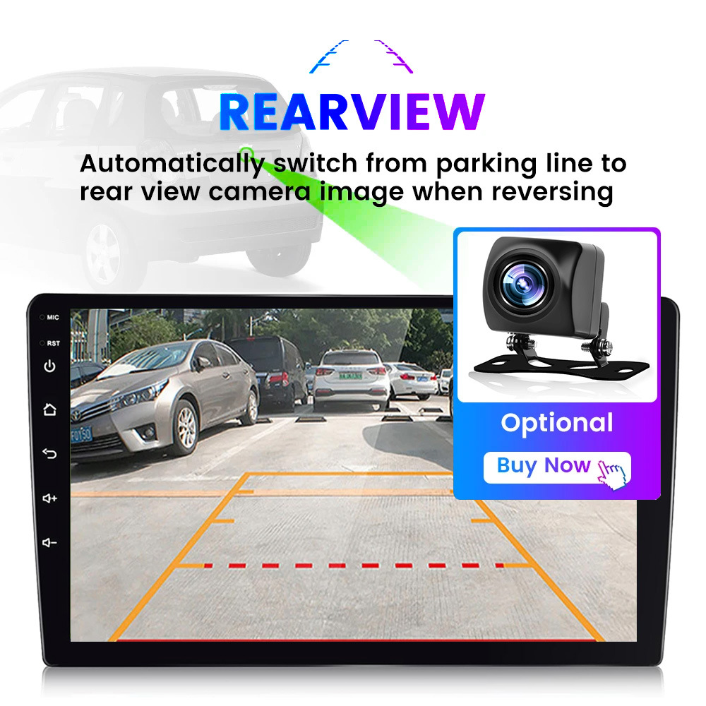 Universal 2Din Car Radio with Wireless Android Auto/CarPlay and Rear-View Backup Camera