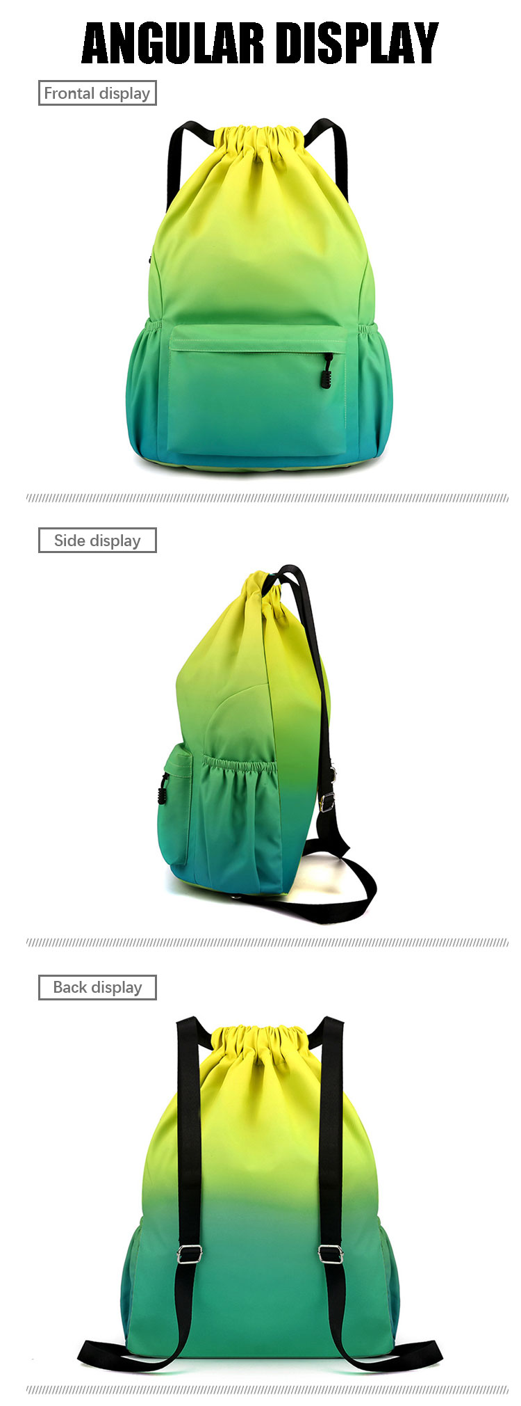Multifunction Large Strong Drawstring Design Backpack For Travel Sport Yoga Swimming