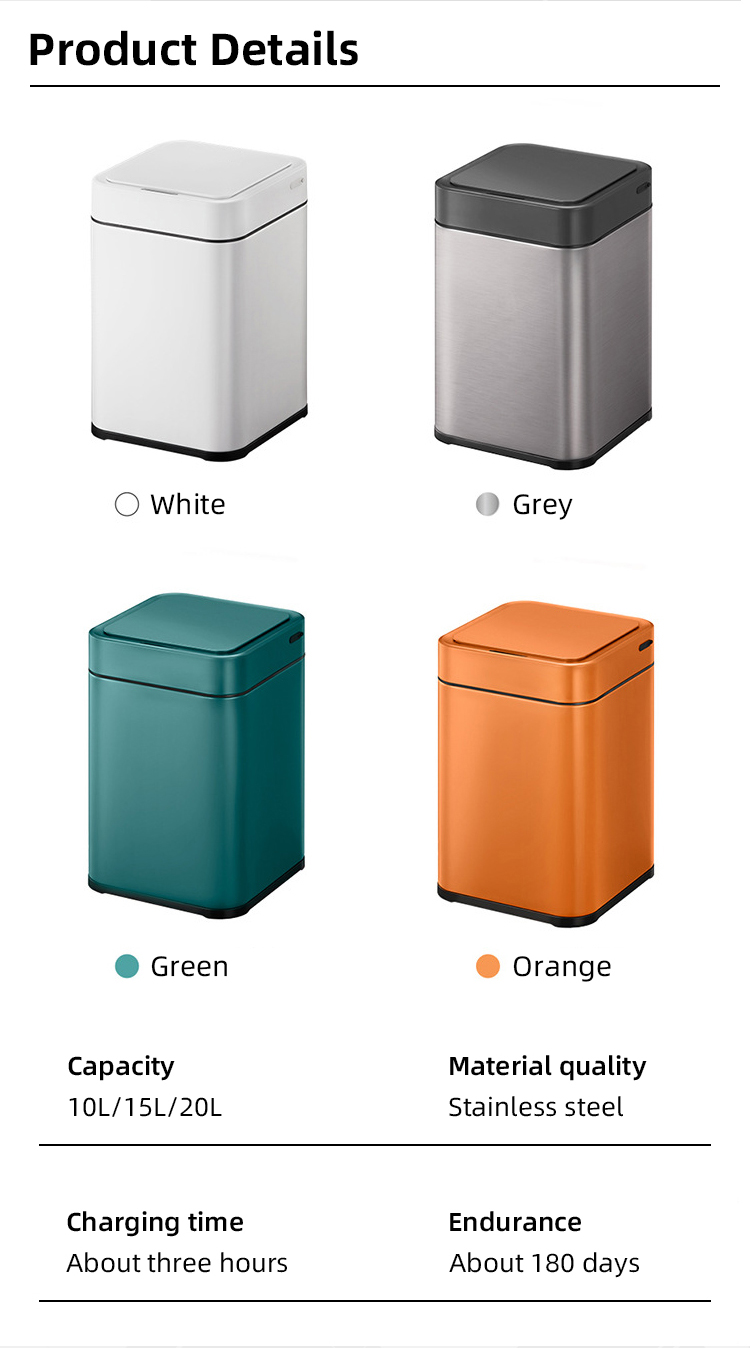 Square Electric Smart Trash Can Dust Bin With Lid Automatic Induction 2CBM - 50CBM Waste Bin