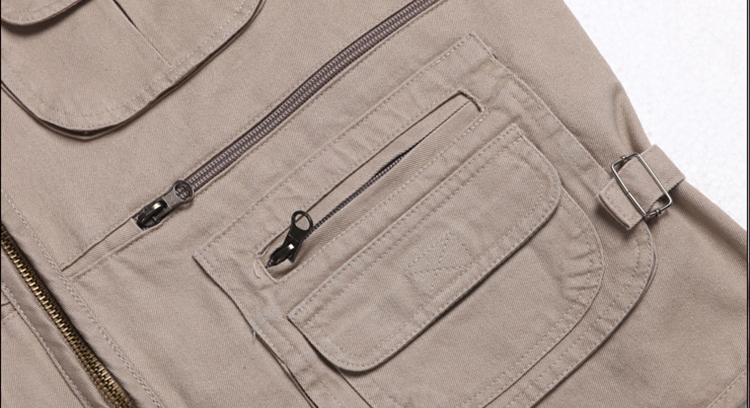 Causal Multi-pocket Sleeveless Oversize Top Utility Waistcoat V-neck Cardigan Zipper Biker Vest Men Hiking Fishing Vests