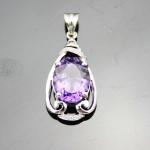 925 Silver Jewelry 9mmx11mm Amethyat Cubic Zircon Pendant(PSJ0406)