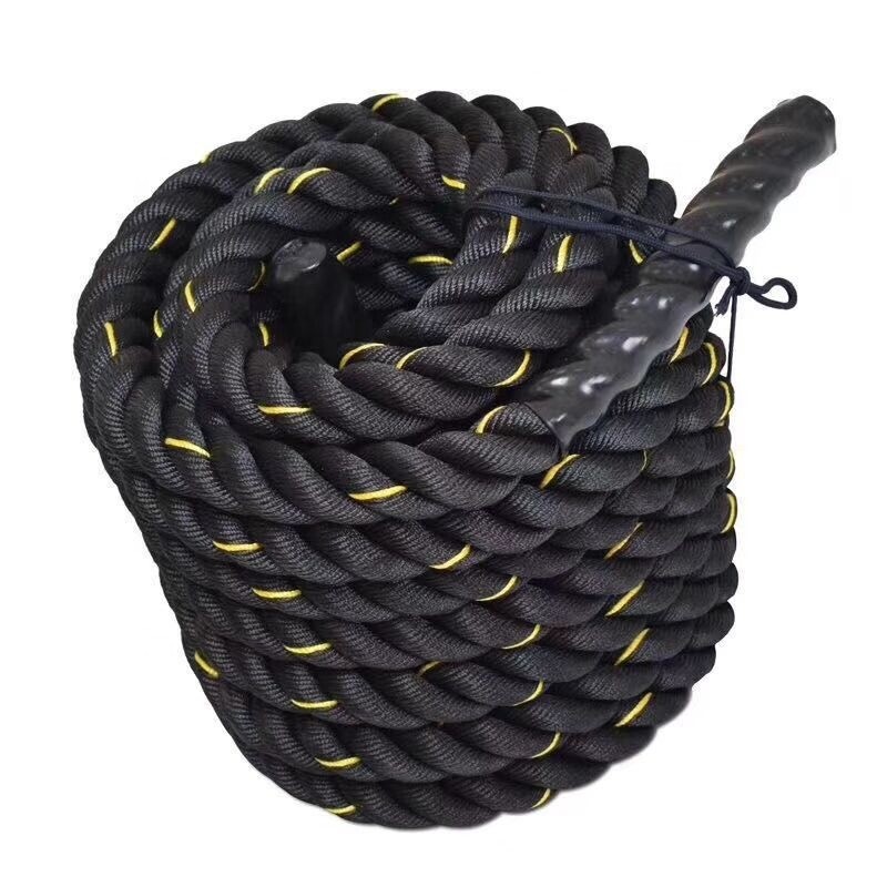 Black Yellow Polyester Exercise Fitness Training Battle Ropes 9 12 15 Meter