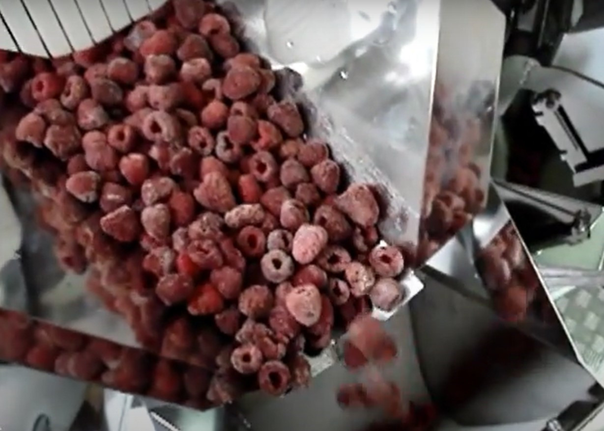 450kg Multihead Weighing Machine For IQF Strawberry Frozen Fruit Filling Machine