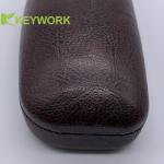 High End Slim PU Leather Metal Glasses Case Portable Dark Brown