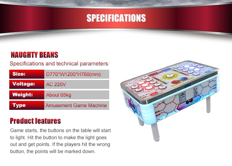 Naughty Beans Ticket Machine Arcade , Large 2 Players Children'S Arcade Machines