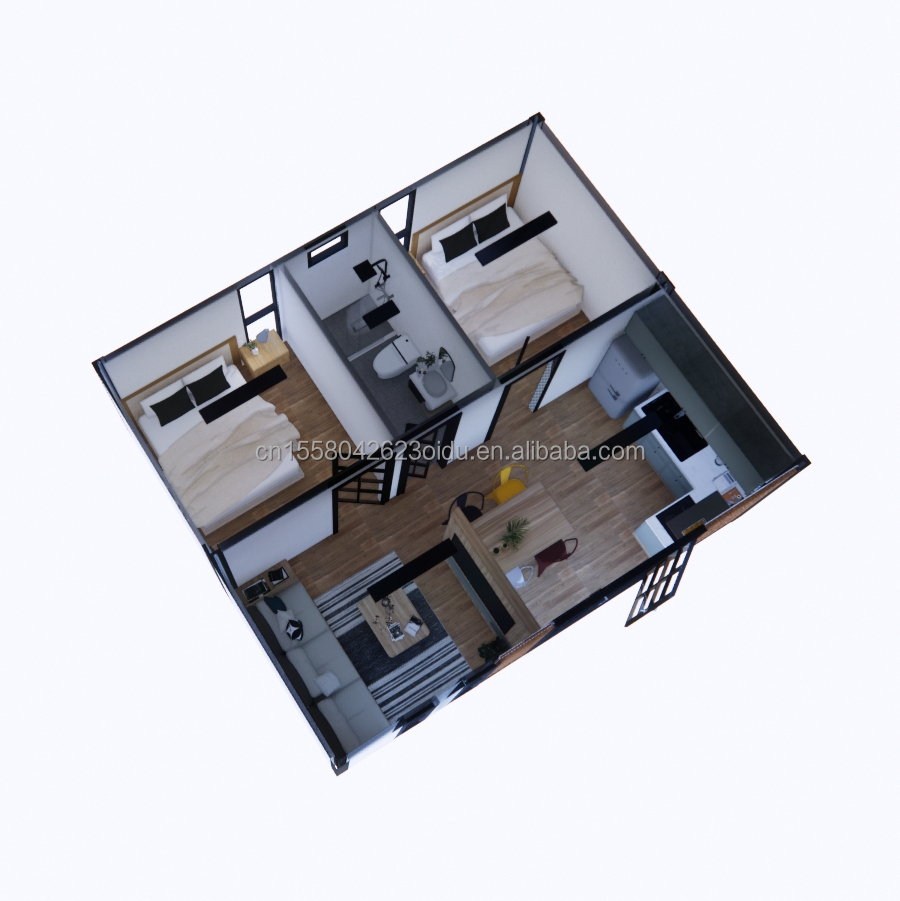 Luxury Modern Expandable Container Two-Storey Tiny Wooden Prefab House Buildings Hotel Apartment Steel Cabin Prefabricated Home