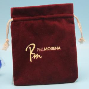 Quality Soft Jewelry 10x15cm Velvet Drawstring Bag with printing logo wholesale