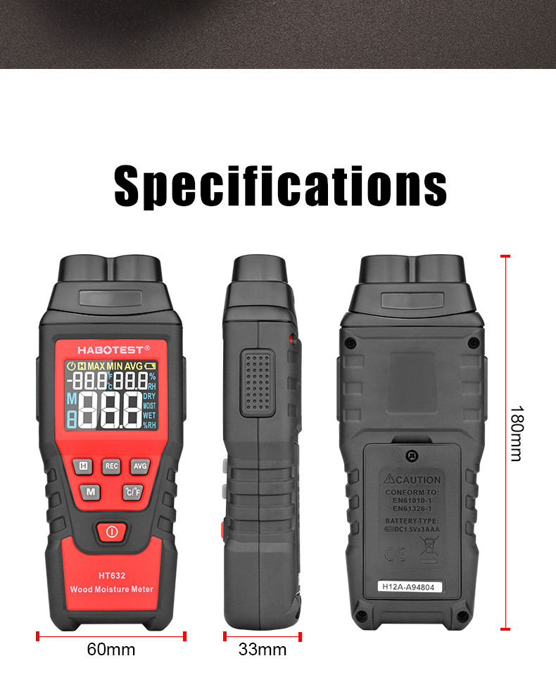 99.9%RH Digital Wood Moisture Meter , HT632 Humidity Moisture Meter