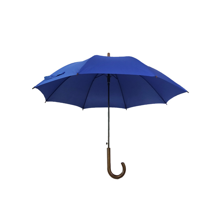 Customized Golf Umbrellas With Wooden Handle And Metal Ribs In Polyester / Pongee Fabric
