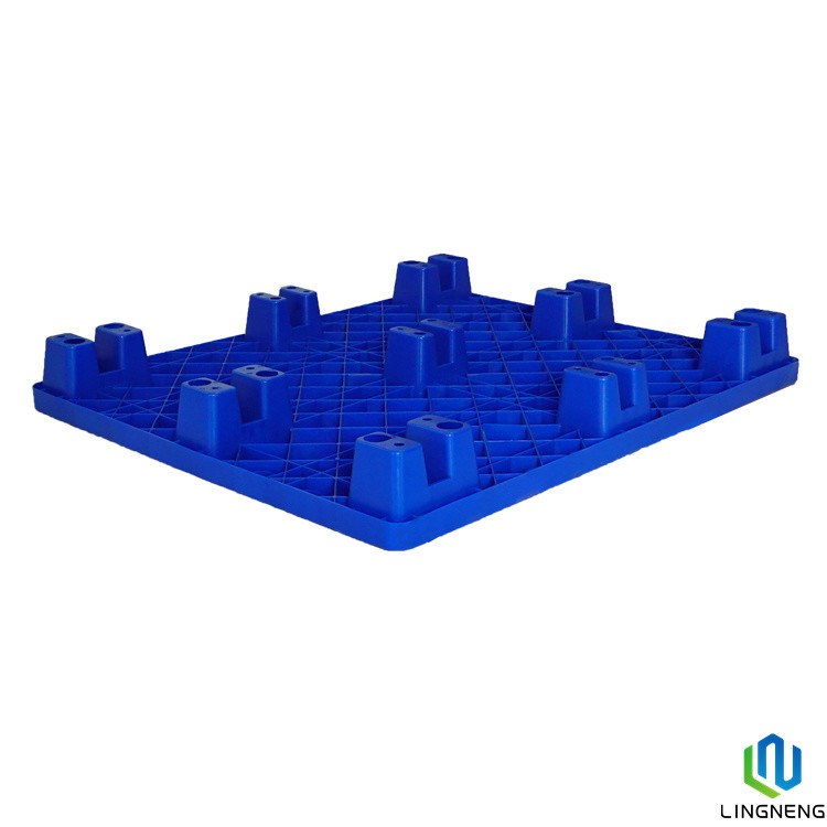 Grid Surface Lightweight Plastic Pallet 4 Way Entry European HDPE One Sided with Nine Leg