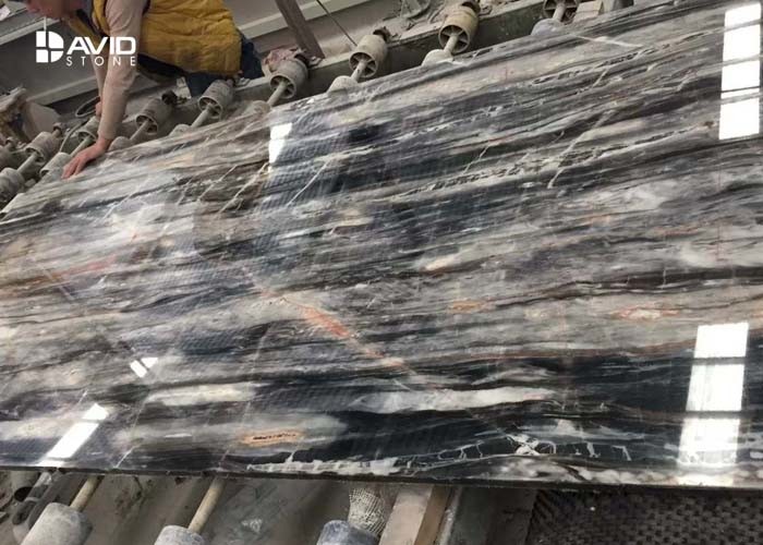 Brown Marble Natural Stone Slabs For Kitchen Countertops / Bathroom Vanity Top