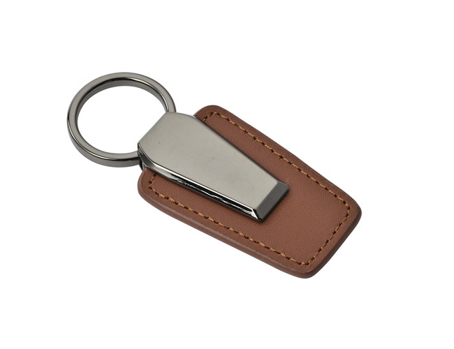 Souvenir Personalised Leather Keyring Laser Engraving Matt Nickel Finished