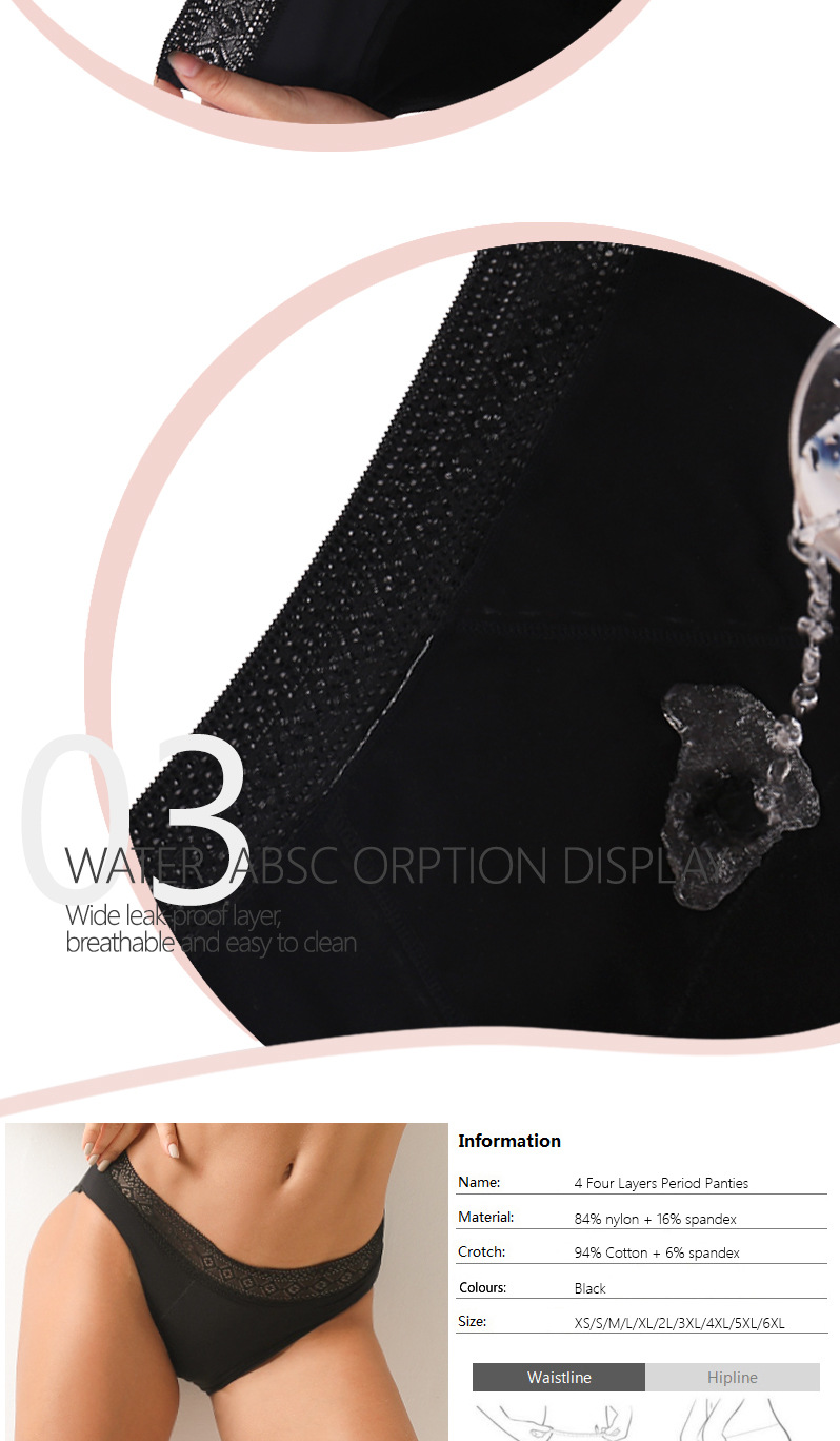Mid-Rise Period Pants Heavy Flow 4 Layers Women Absorbent Pants For Periods