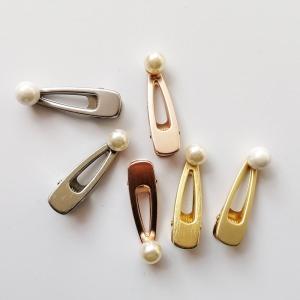 Quality Gold small metal hair clips for thick hair clutcher Geometric pearl hair claw 5.2x1.5cm wholesale