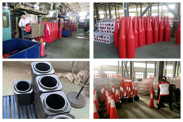 Roadway Safety High Visible Reflective Red PE Traffic Cones For Traffic Control