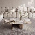 Modern Stainless Steel Marble Square Living Room Coffee Table