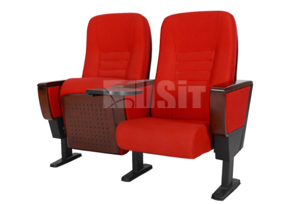 Luxurious Theater Padded Church Chairs With Folded Tablet / Solid Wood Armrest