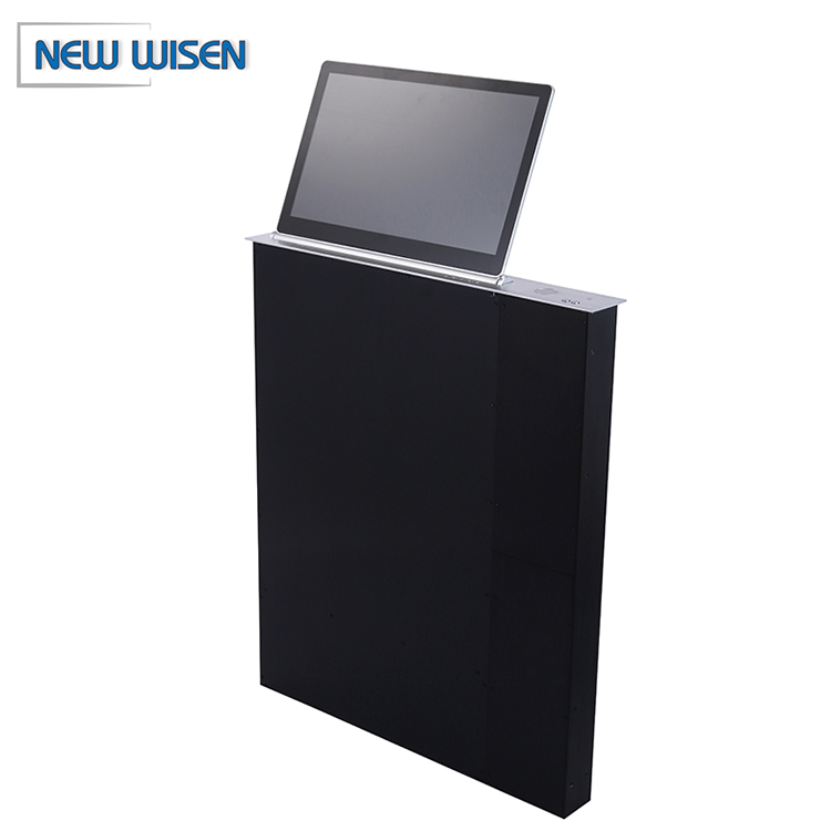 Dual Screen Paperless Conference Motorized Monitor Lift System Aluminum Brushed