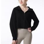 Black Yoga Sports Top Custom Women Running zipper Jacket Quick Dry