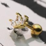 Gold Color Plated Ear Piercing Jewellery 16 gauge Golden Moon