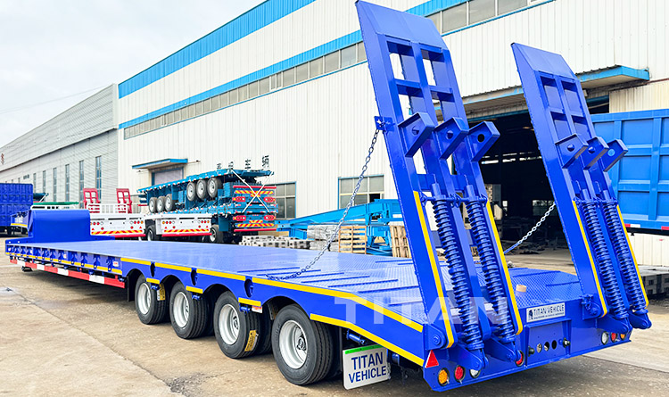 TITAN Heavy Duty 4 Axle 100 Ton Lowbed Truck Trailer Low Bed Semi Trailer for Sale