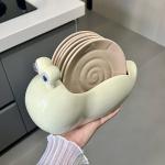 Stocked Dinnerware Sets with Handpainted Ceramic Snail Dish of Kitchen