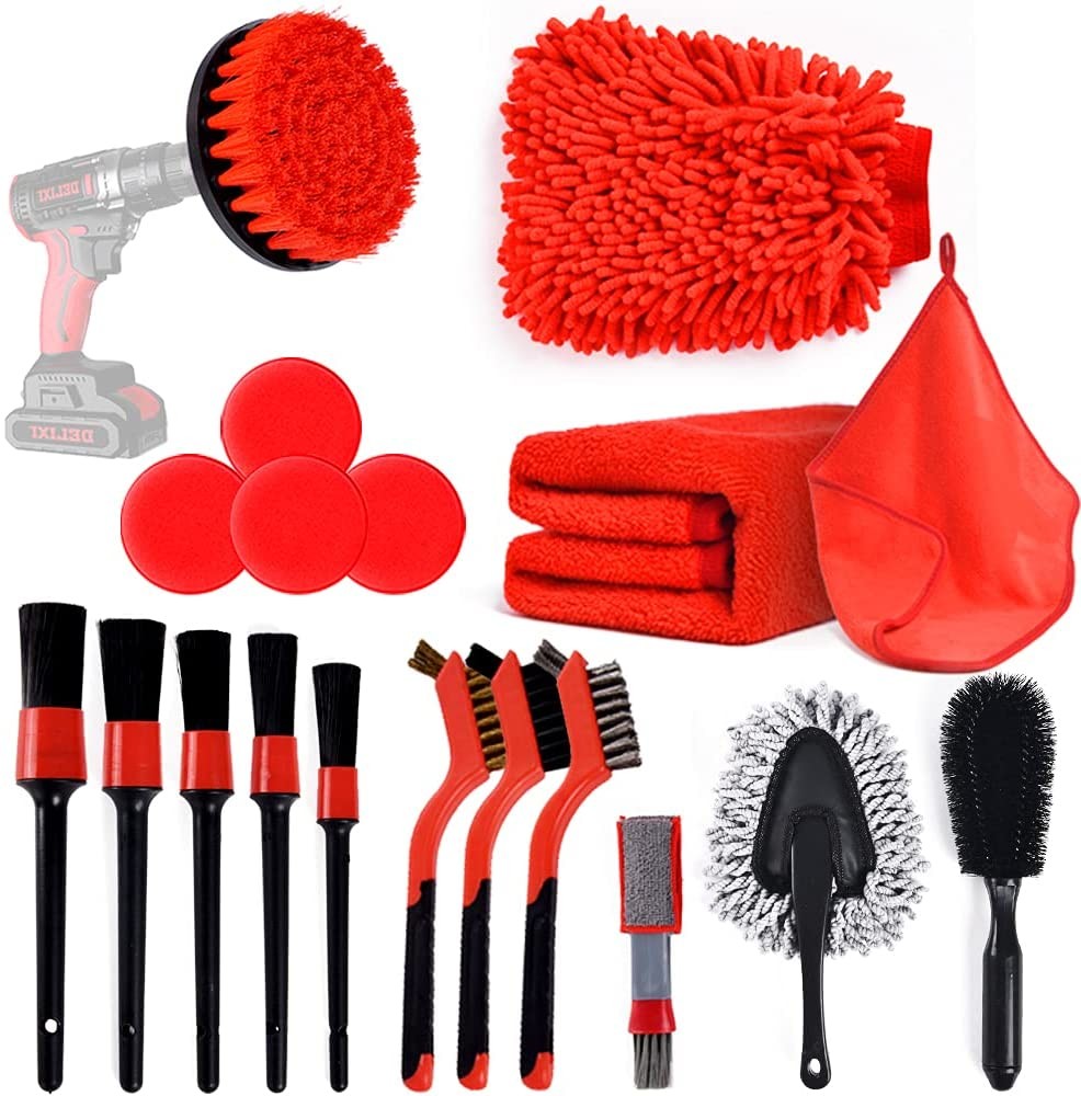 18 Pcs Car Cleaning Tools Kit with Car Detailing Brush Set,Auto Detailing Car Cleaning Kit