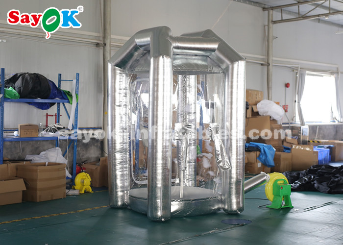 1.5m/5ft Silver Cube Inflatable Money Cash Booth Machine For Company Opening