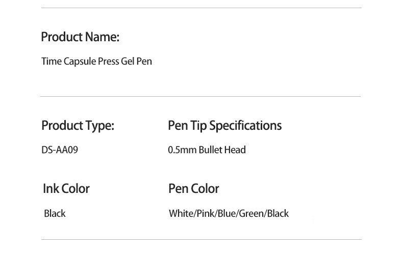 Time Capsule Press Mute Fast Dry Gel Pens 0.5mm Double Bead Tip Neutral Pen