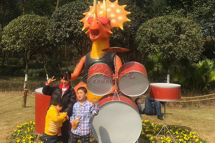 Amusement Park Family Combination Custom Fiberglass Products Hand Made Dinosaurs