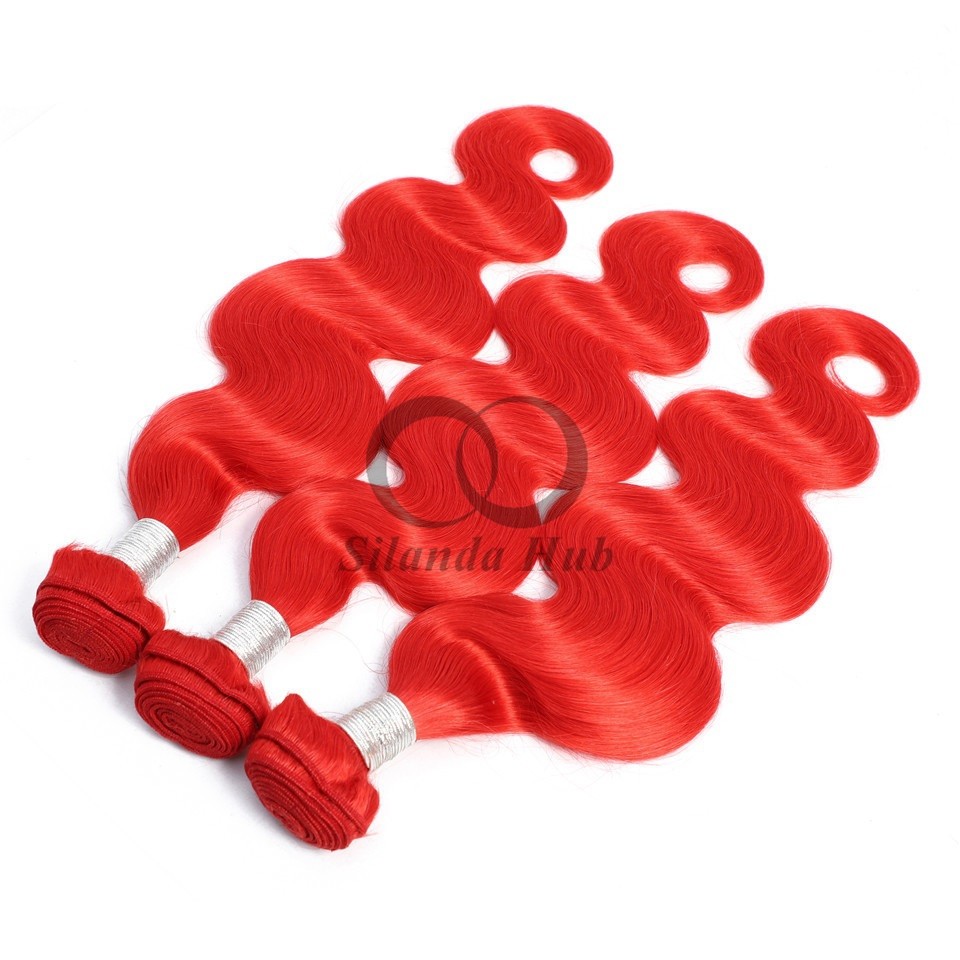 Red Body Wave Remy Human Hair Bundles Sew In Weave Bundles Brazilian Bundle Deals