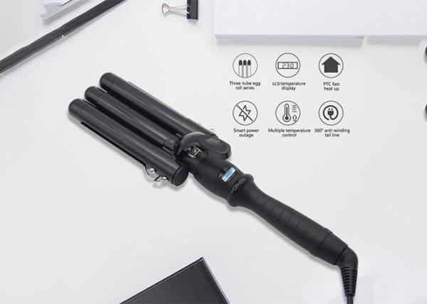Black Titanium Ceramic 25mm Barrel Curling Wand , Travel Professional Curling