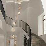 Luxury Crystal Chandelier For Staircase Gold Black Home drop light circle led