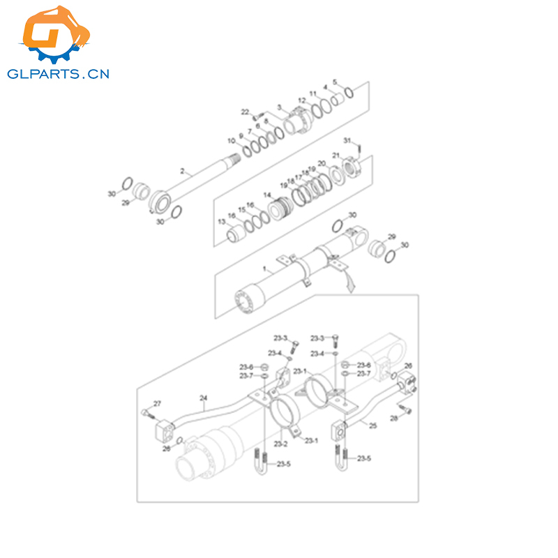 31N960110 31N960111 For Hyundai R320-7 R320LC-7 Excavator Bucket Hydraulic Cylinder